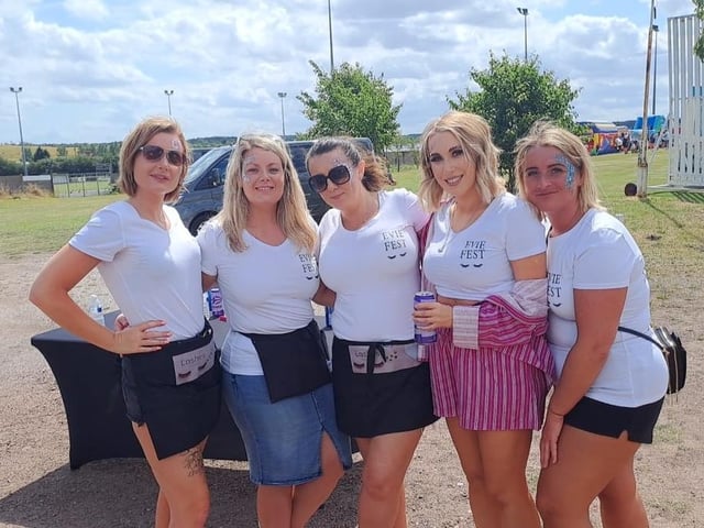More volunteers for Lashes. Siobhan Williams, Tara Booth, Sally Jones, Jess Daniels and Cally Griffiths.