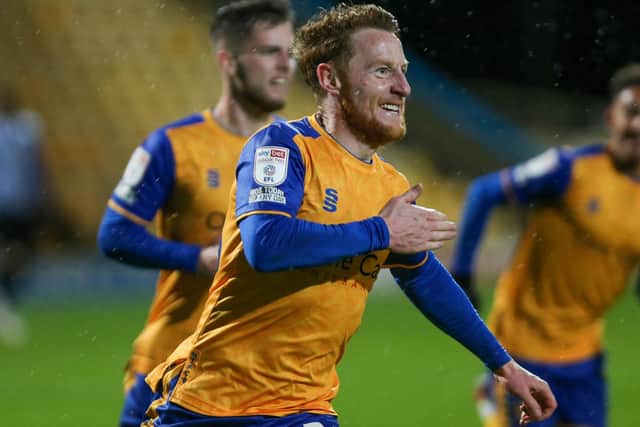 Stephen Quinn celebrates a goal for Stags against Sheffield Wednesday. Photo by Chris Holloway/The Bigger Picture.media.