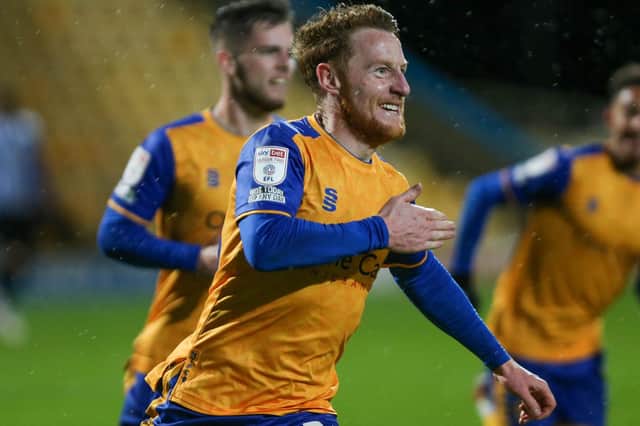 Stephen Quinn celebrates a goal for Stags against Sheffield Wednesday. Photo by Chris Holloway/The Bigger Picture.media.