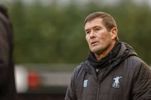 Stags boss Nigel Clough watches his side's first half horror show at Harrogate. Photo by Chris Holloway / The Bigger Picture.media
