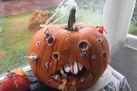 Lorraine Overton shared this spooky, hungry and infested pumpkin.