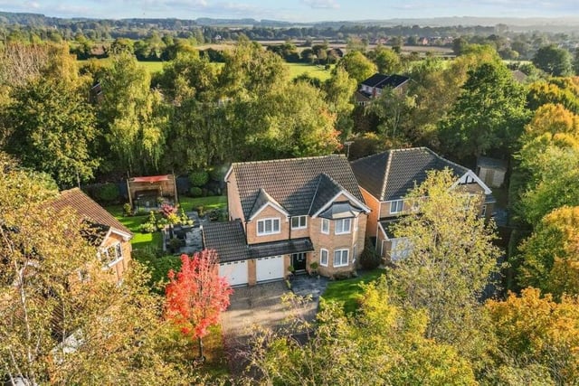 Before we step inside the Linby property, this overhead shot underlines the beautiful, tree-lined rural setting in which it sits.The house is tucked away at the end of a cul-de-sac.