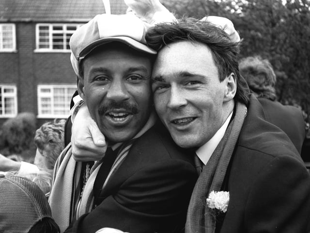Keith Cassells and Tony Kenworthy celebrating their win.