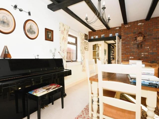 Next stop is this distinctive dining room, which is just the job for family meals and entertaining.
