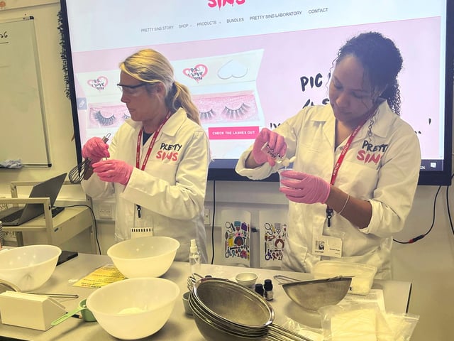 Kat and Serene from Pretty Sins demonstrated how to make the bath product