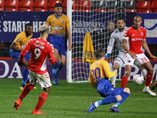 Lyle Taylor scores the first goal of his hat-trick