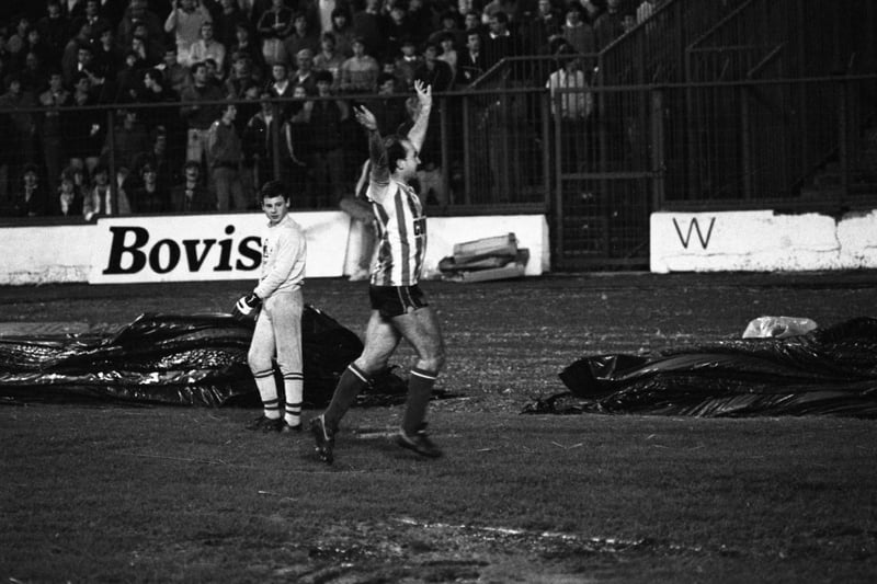 Clive Walker pictured after scoring one of his two goals for Sunderland in a Milk Cup tie in this year. Does this give away the year?