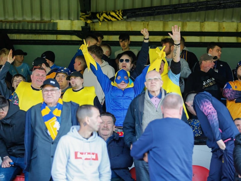Mansfield Town fans ahead of kick-off at Grimsby Town.
