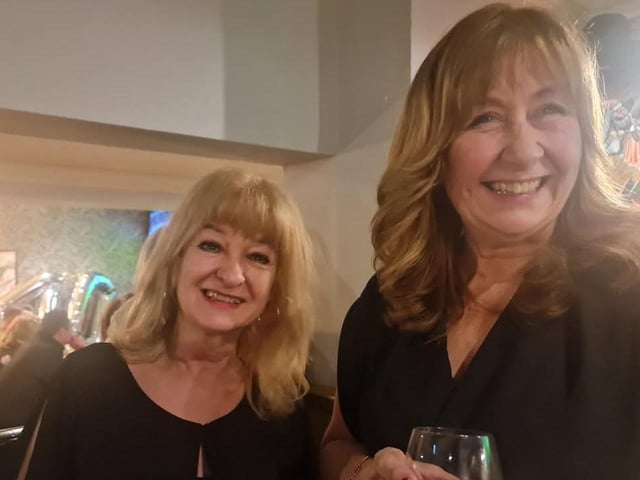 Mary Szczesny and Jane Woodland (nee Rossington) catch up at the school reunion