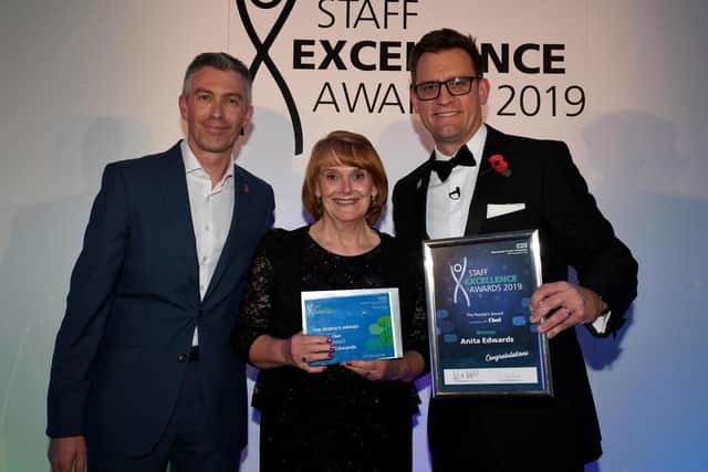 Anita Edwards, activity coordinator at King’s Mill Hospital, picks up The People’s Award at last year’s Staff Excellence Awards.