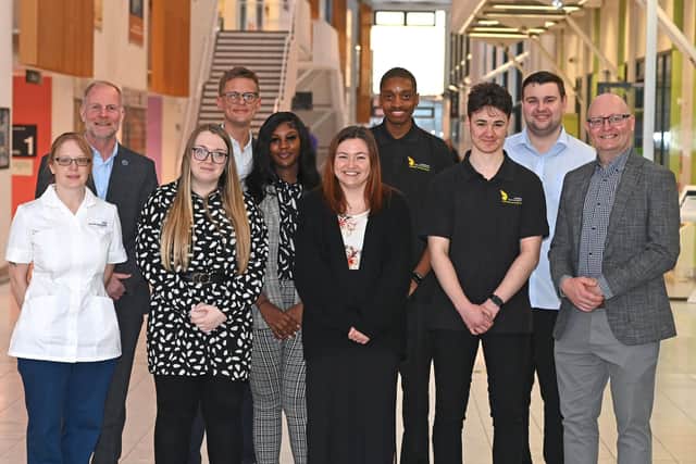 Apprentices from across the trust with members of the trust’s executive team.