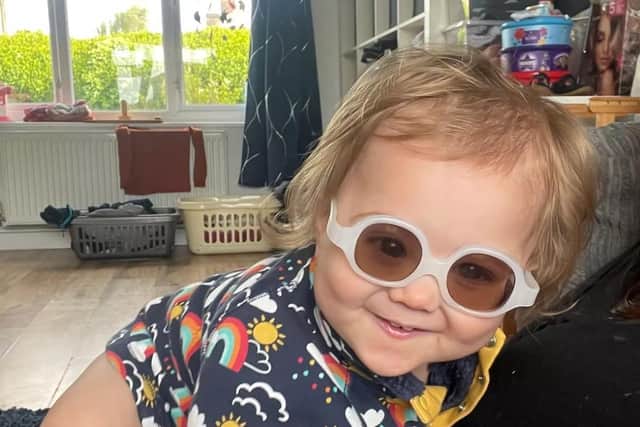 Aretria was born on October 20, 2022, with her "cartoon bug eyes", as her parents lovingly refer to them. Photo: SWNS.