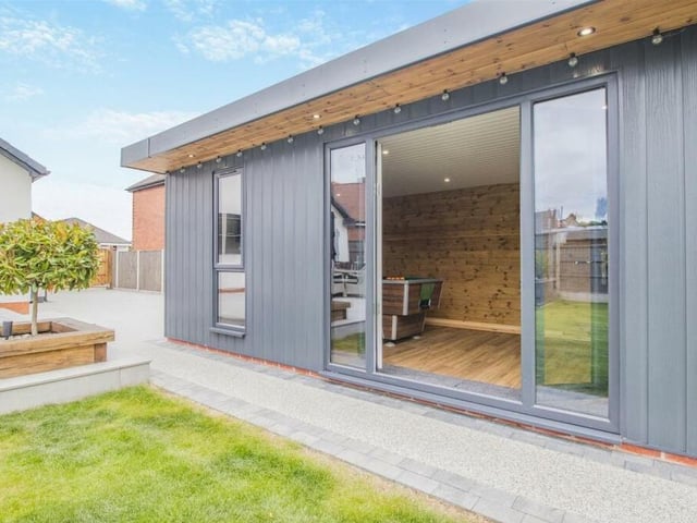 Arguably the highlight of the glorious garden is this superb outdoor, detached garden room, which is equipped with power and light and can be put to multiple uses.