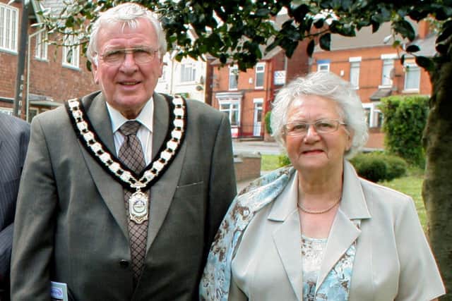 An archive photo of Ken Walker, then chairman of Bolsover Council and Freda Walker.