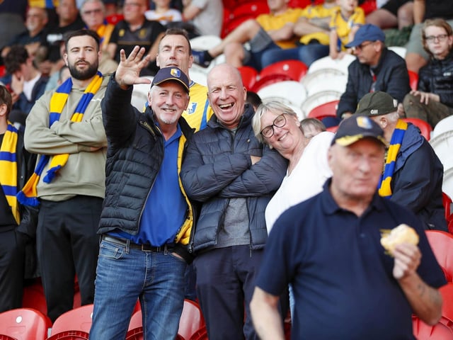 Mansfield Town fans at the Sky Bet League 2 match against Doncaster Rovers.