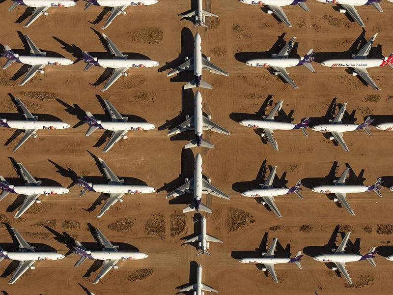 These astounding images show billions of dollars worth of aircraft parked up and disused due to COVID-19 travel restrictions.