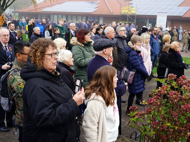 Crowds at the civic centre for the parade in Mansfield