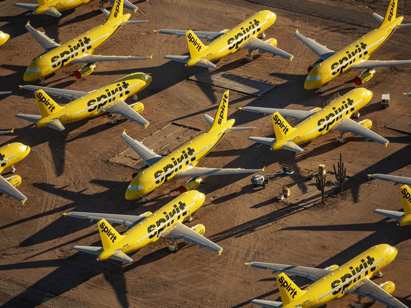 These astounding images show billions of dollars worth of aircraft parked up and disused due to COVID-19 travel restrictions.