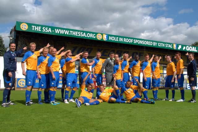 The 2011/12 Stags team with SSA banner in the background.