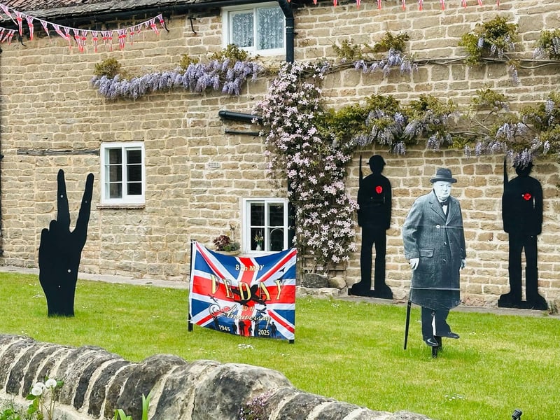 Warsop has a military display along the A60 road to commemorate VE Day's 80th anniversary.