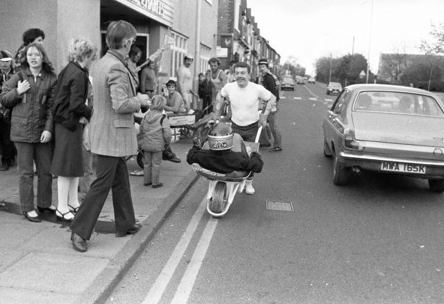 Another from the wheelbarrow race, to raise money for Mansfield Colliery Coronets