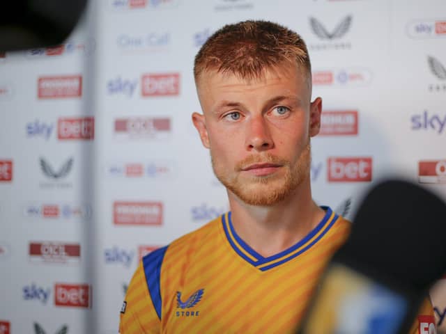 Callum Macdonald speaks after Stags Sky Bet League 2 match against Bradford City AFC at the One Call Stadium, 02 Sept 2023.  
Photo credit should read : Chris & Jeanette Holloway / The Bigger Picture.media