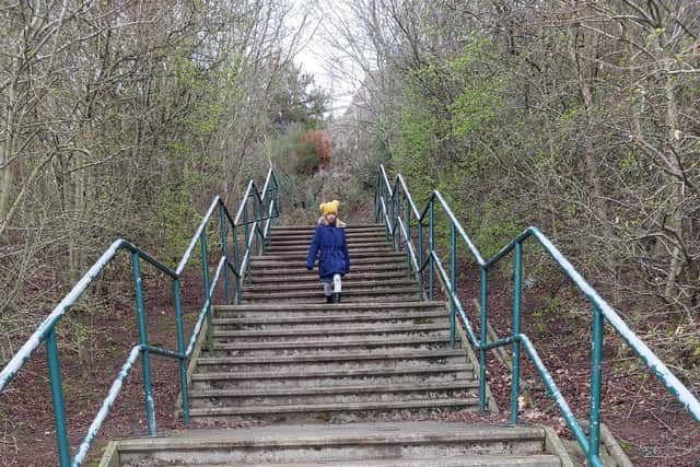 Little Maisey in gruelling stairs challenge for Ukraine