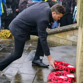 Ben Bradley lays a wreath at the Mansfield Remembrance parade and service