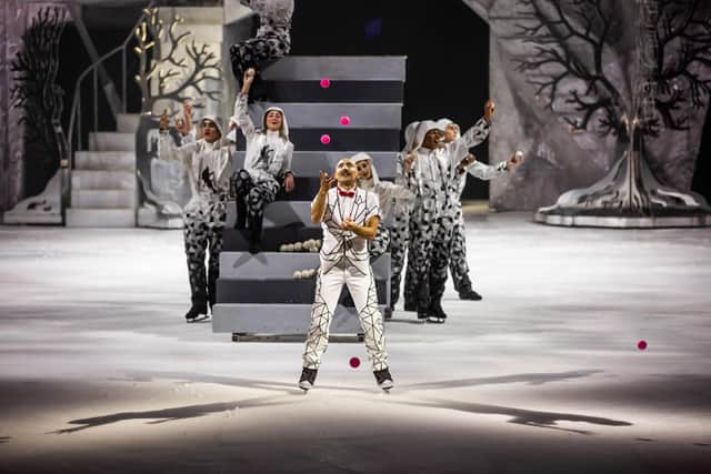 Juggling on ice in Cirque du Soleil's Crystal show.