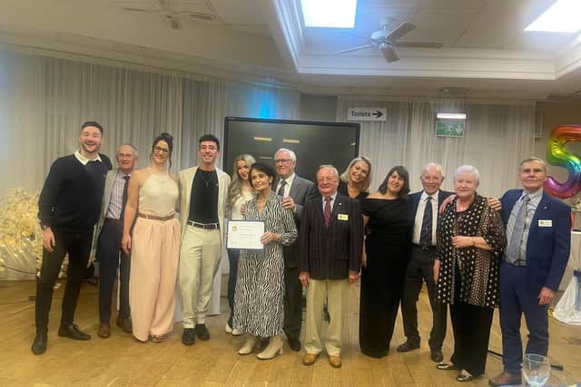 Christine Bacon was honoured with a Paul Harris Fellowship award at a recent event held by Mansfield Rotary.