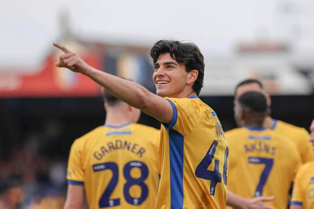 Mansfield Town forward Oliver Irow (44) celebrates his second half goal during the Sky Bet League 1 match against Cardiff City FC at the One Call Stadium,02 May 2026, Photo credit Chris & Jeanette Holloway / The Bigger Picture.media