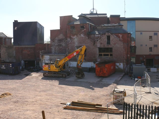 The new base, formed from recovered bricks and concrete from the old fermentation buildings.