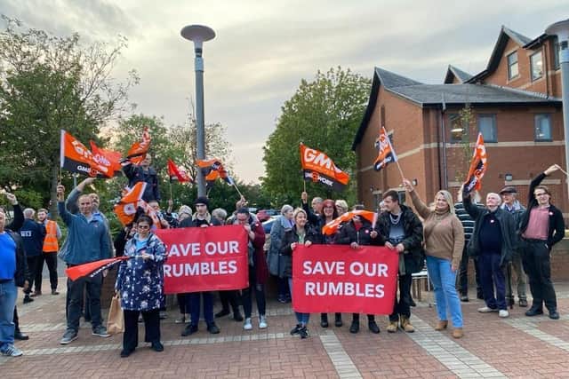 Demonstrators protested outside the council offices before the meeting. Photo: Submitted