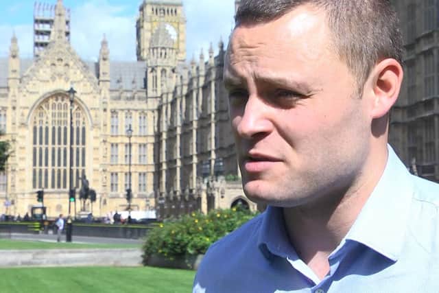 Mansfield's MP Ben Bradley outside Parliament.