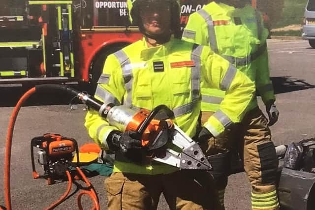 Ashfield firefighter Graham Jackson who has retired, he is pictured during an excercise.