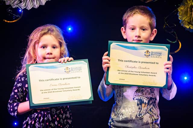 Kimberley youngsters Christopher and Emma Boneham won the Young Volunteer Award at the Broxtowe Voluntary Awards. Photo: Submited