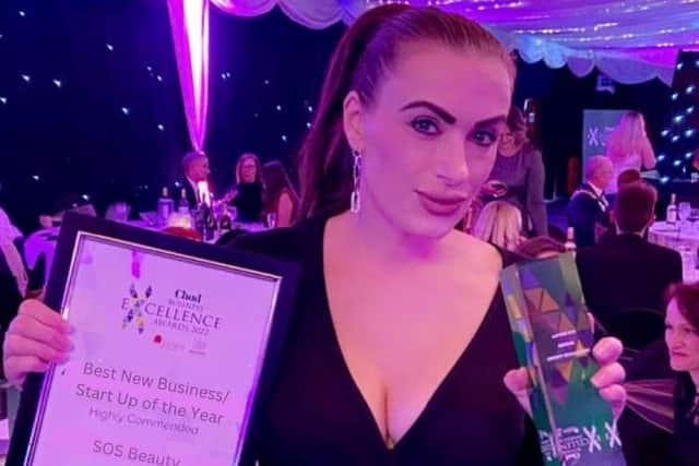 Entrepreneur Faye Finaro with her best new business award at the Chad Business Excellence Awards.