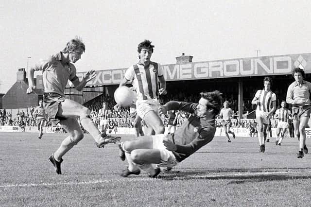 Billy McEwan in Stags act5ion against Brighton in 1977