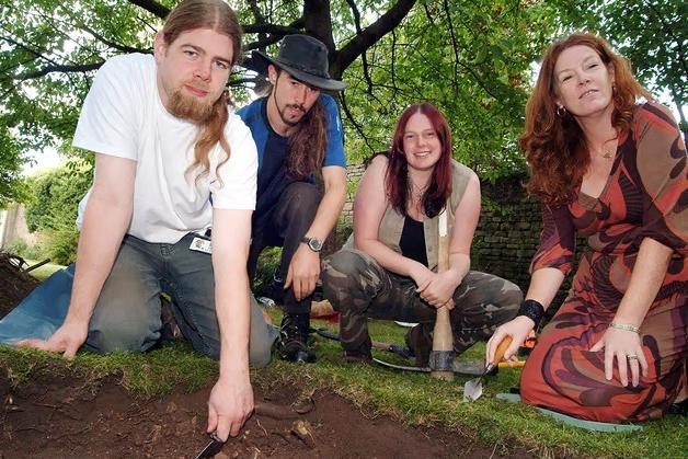 Archaeologists from Nottinghamshire County Council, from left, David Budge, Ali Bush and Emily Gillott were joined by Councillor Joyce Bosnjak during a dig in the grounds of the Manor House at Mansfield Woodhouse.