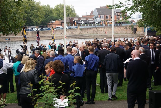Crowds gathered on the banks of the River Trent for the ceremony.
