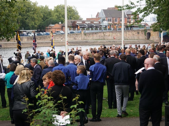 Crowds gathered on the banks of the River Trent for the ceremony.