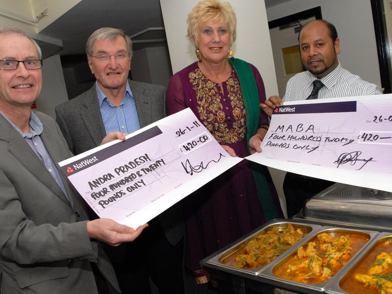 Sutton's Cafe Ilachi hosted a Charity Evening in 2011, organised with The Rotary Club of Sutton-in-Ashfield to raise funds for the Mansfield and Ashfield Bangladeshi Association and Housing For Humanity in Andra Pradesh in India. Pictured during the event from the left are; Event Organiser Tim Alderton, Vice-President of The Rotary Terry Fensome, District Govenor 1220 Val Leivers and Mr Junior Chowdury of Cafe Ilachi.