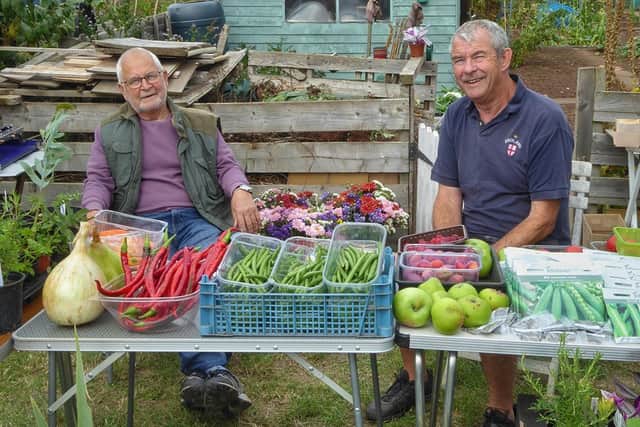 The popular produce stall sold a range of freshly grown fruit and veg from the allotments.