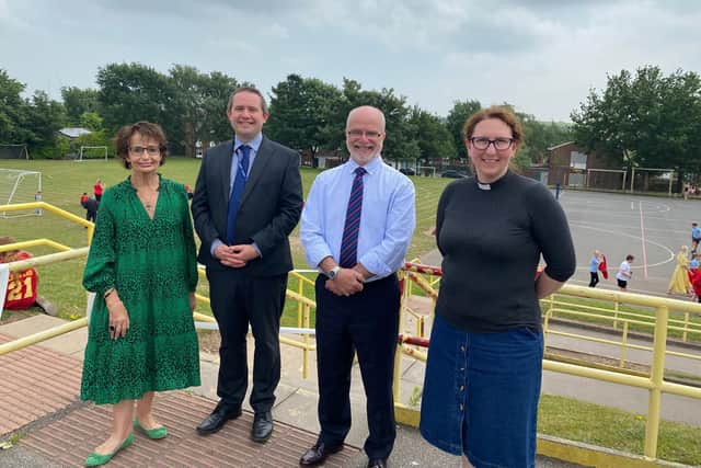 The new Diocesan Director of Education for Southwell & Nottingham, Nigel Frith, (second from the right) visited St Peter’s CofE Primary Academy Mansfield last Friday