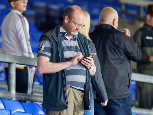 Stags fans enjoy the win at Oldham