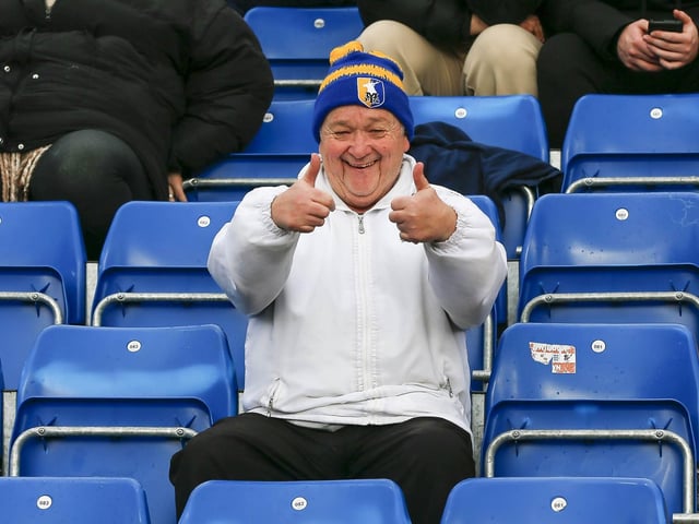 Mansfield Town fans ahead of kick-off at Stockport County.