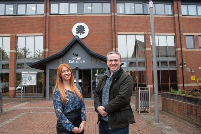 Gabi Binnie, Head of Programmes & Research at GradConsult, with Cllr Matthew Relf