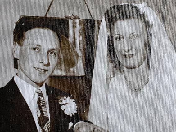 Colin and Noreen Barnes on their wedding day in 1950.