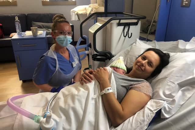 Mum Kaja Gersinska became the first person in the UK to use climate-friendly pain relief during labour.
