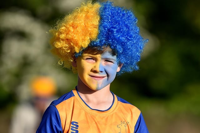 A Mansfield Town fan arrives for the big match.